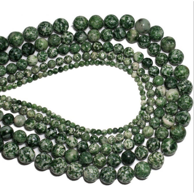 Natural Stone Bead Fashion Green Dot Emerald Loose Spacer Beads