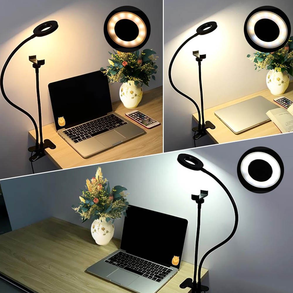 Ring Light Jepit / Lampu Tik Tok Versi 2 - 3 Warna Lampu + Holder HP