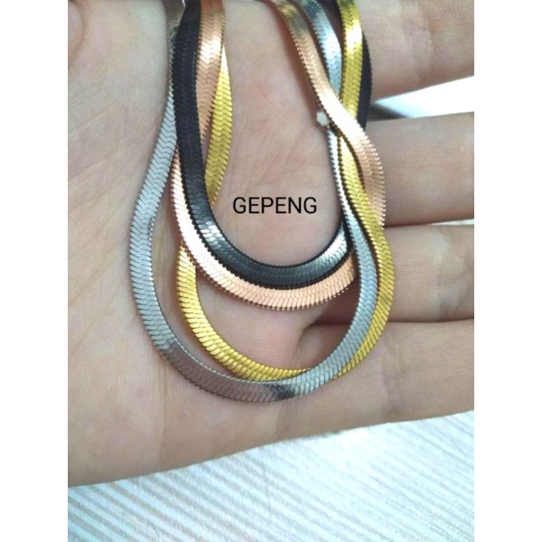 KALUNG TITANIUM GEPENG PRIA WANITA ANTI LUNTUR ANTI KARAT