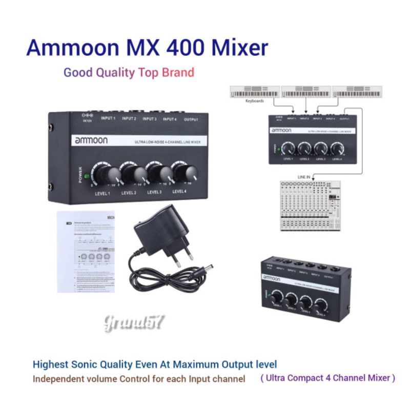 Mixer Mx400 Ammoon Micro Mix Mx 400 4 channel line mini mixer 4 input