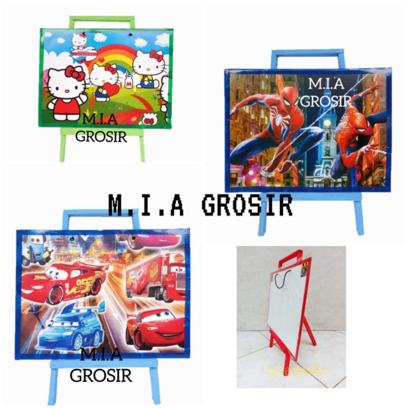 

Papan Tulis Anak / Whiteboard Anak dengan Penyangga Kayu 1 SET Alat Tulis Lengkap