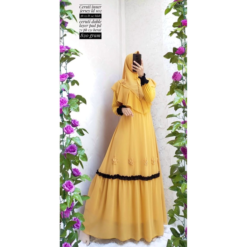 Dress Wanita Muslim Ceruti Inner Jersey Dress Menyusui Seragam Pernikahan Seragam Pesta