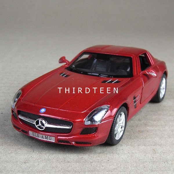 Diecast Miniatur Mobil Mainan Kado anak Kinsmart Mercedes-Benz SLS AMG Merah Gull-Wing doors