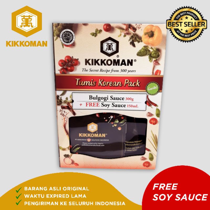

[TUMIS KOREAN PACK] Kikkoman Bulgogi Sauce (300gr) + FREE Soy Sauce (150ml)