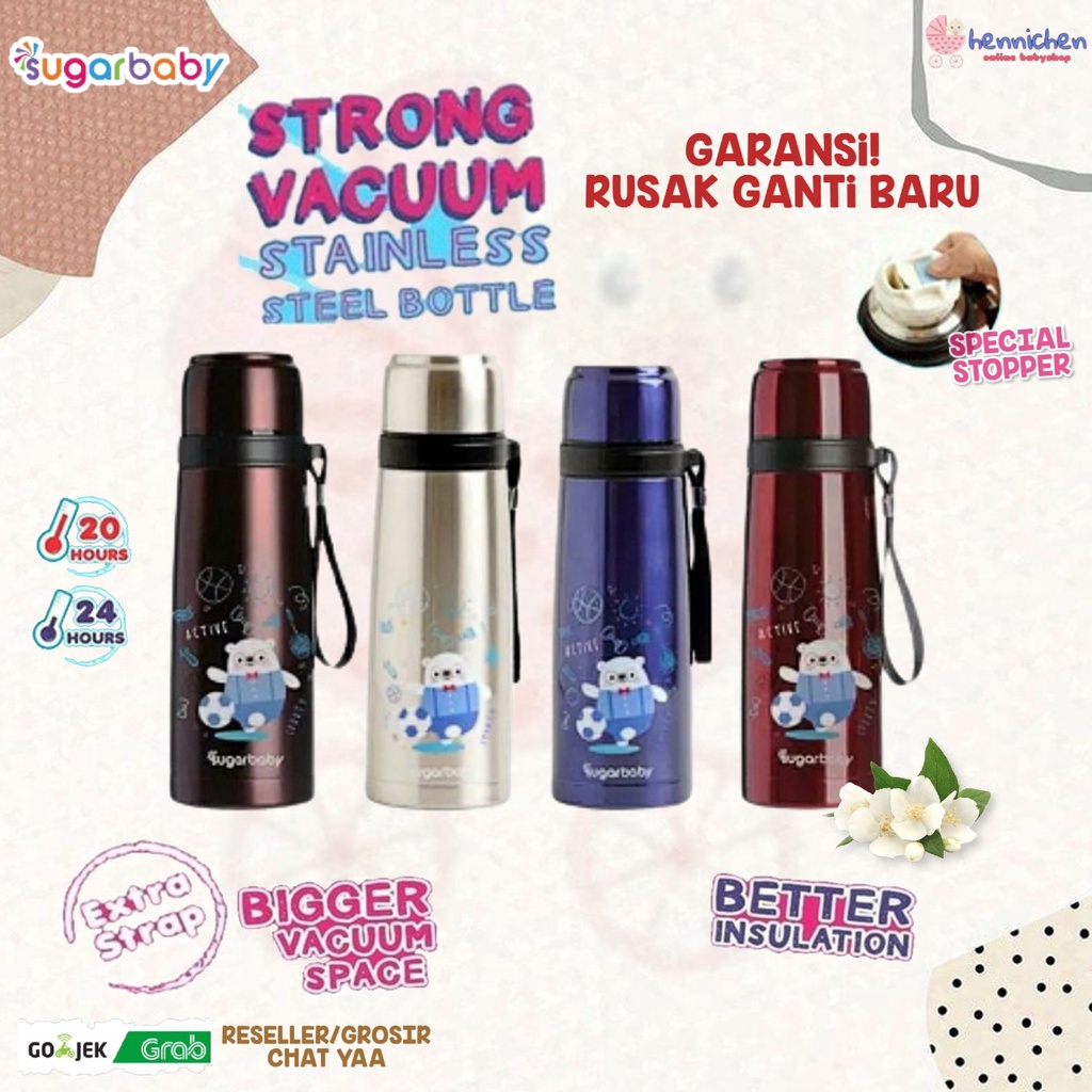 Sugar Baby STRONG Vacuum Stainless Steel Bottle Termos Bayi Panas Tahan Lama Ukuran Besar (600 ml)