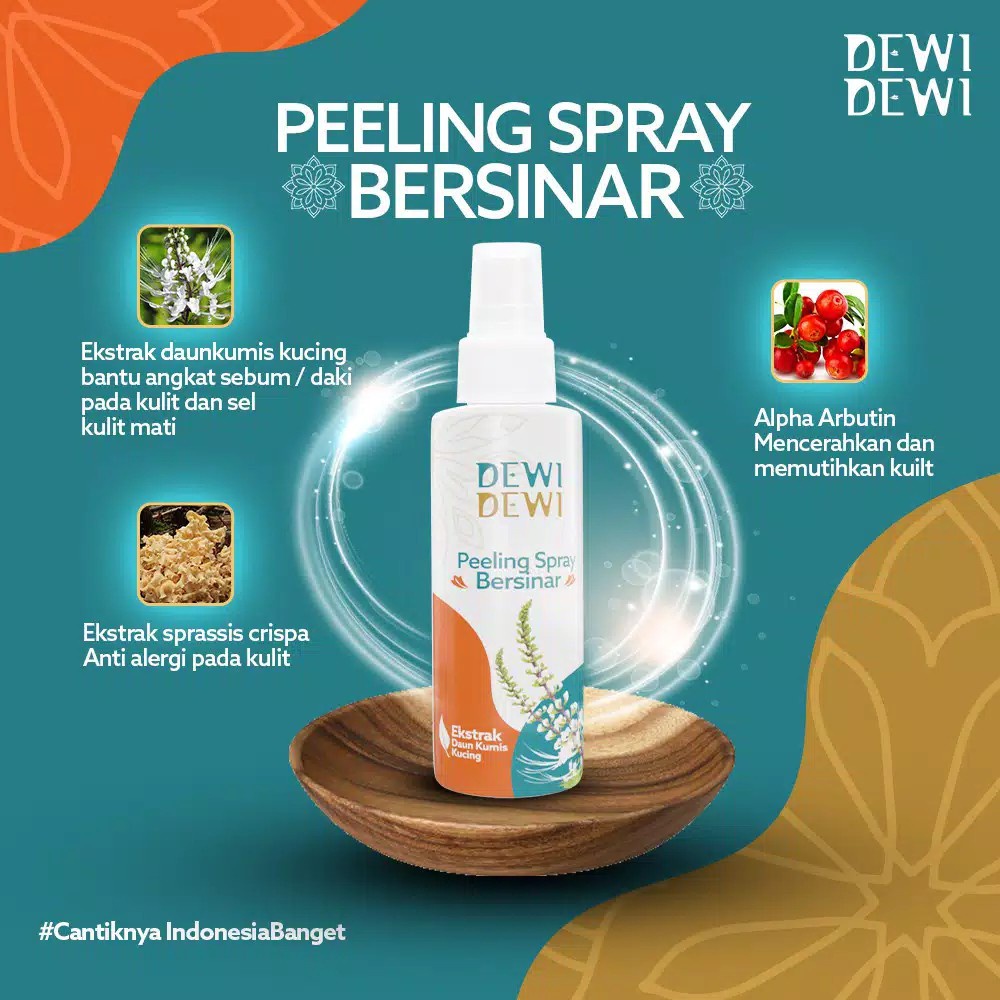 SPRAY PEMBERSIH PERAWATAN PENCERAH BADAN DEWI DEWI PEELING SPRAY BERSINAR BPOM