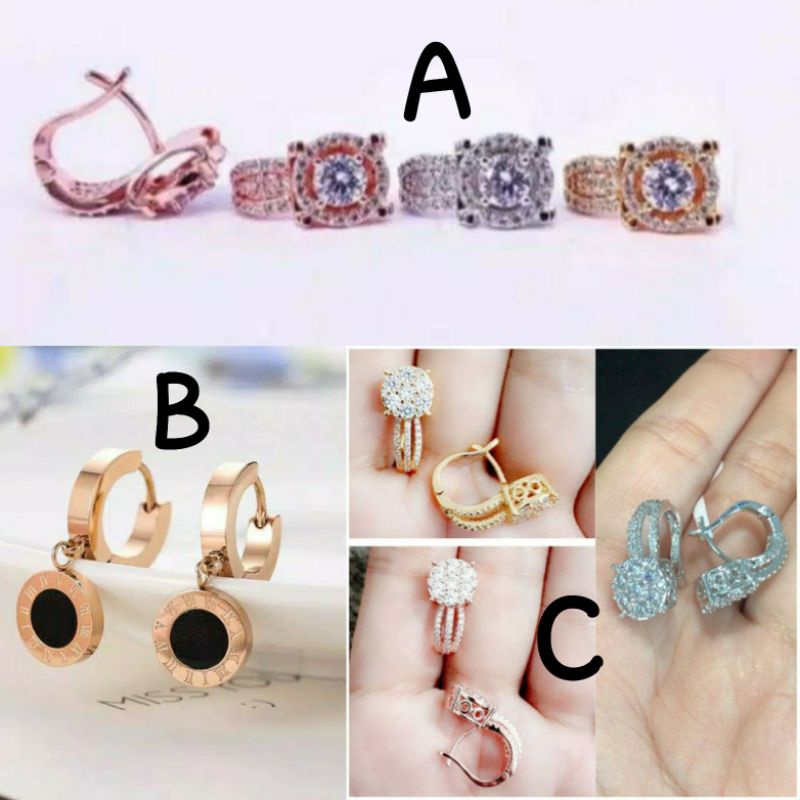 ANTING TITANIUM ANGKA ROMAWI // ANTING TUSUK JEPIT PERMATA