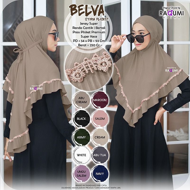 BELVA SYIRIA PLISKET ORIGINAL RAQUMI | JILBAB SYIRIA RAQUMI | NEW RAQUMI | JILBAB RENDA RAQUMI