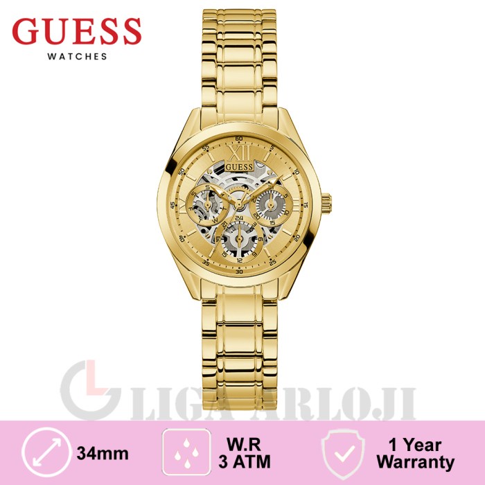 Promo GUESS GW0253L2 Original CLEAR CUT Jam Tangan Wanita Analog Gold