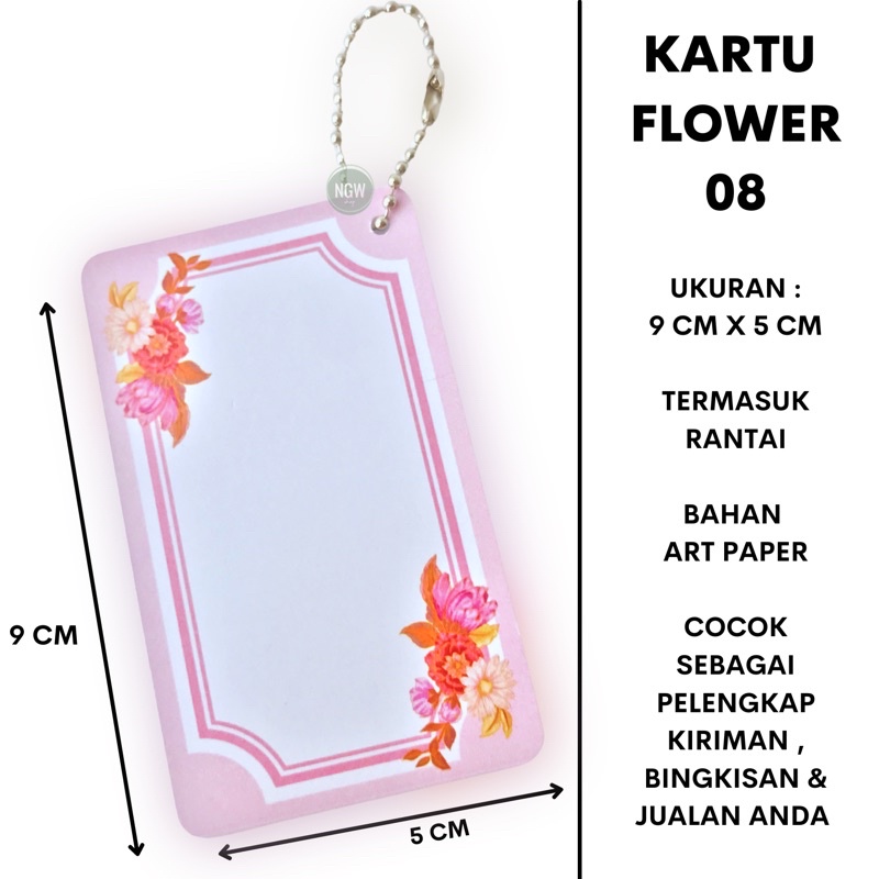 Kartu ucapan polos bunga flower 08 set rantai ecer