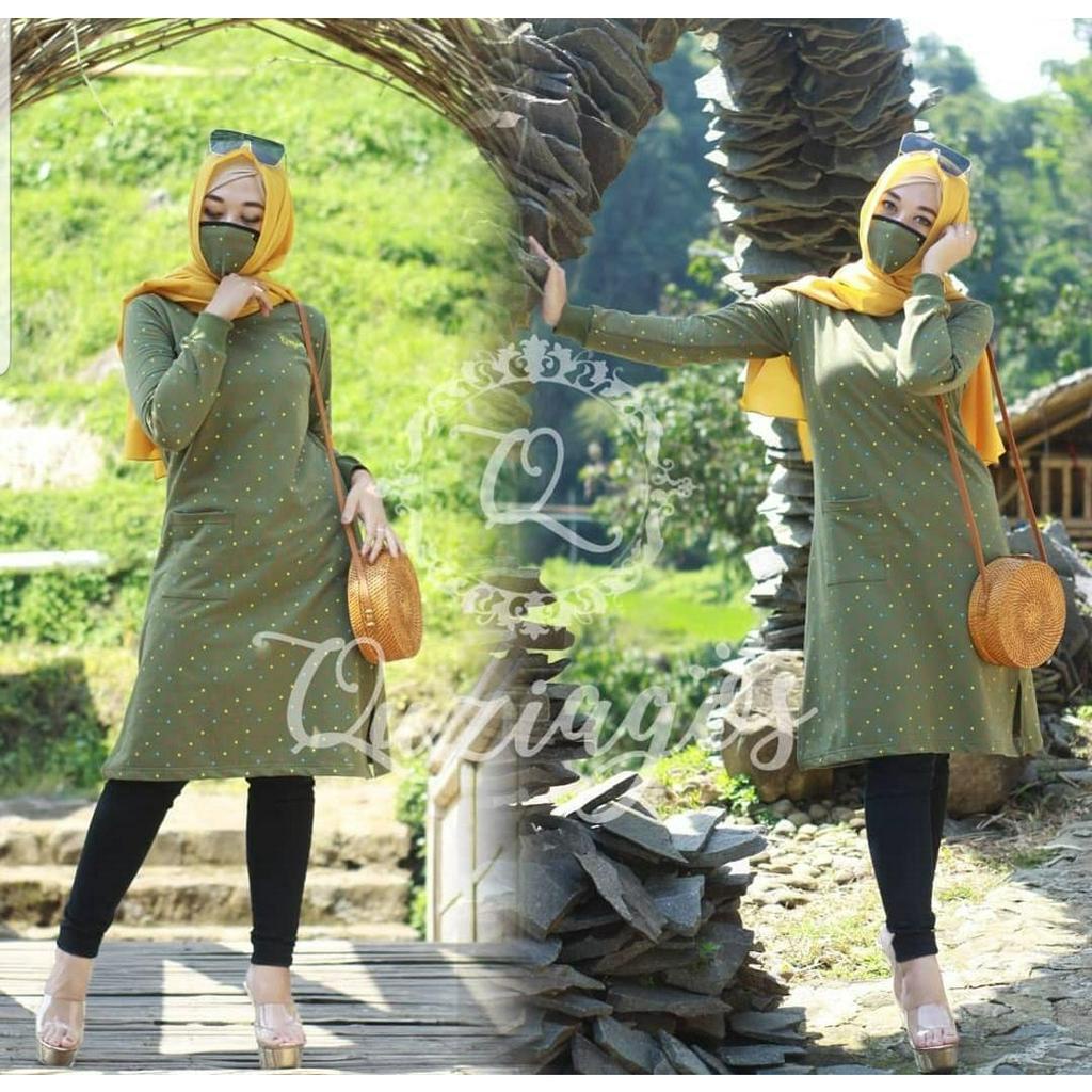 TUNIK WANITA KEKINIAN FREE MASKER/ TUNIK ONDE SIZE L - XL/MATT BABYTERRY /TUNIK LENGAN PANJANG