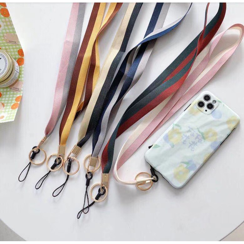 Tali Lanyard Leher Panjang Gantungan HP Bahan Kanvas Import