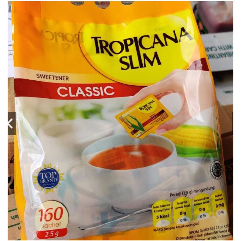 

Tropicana Slim Classic 400 Gr (160 Sachet x 2.5gr))