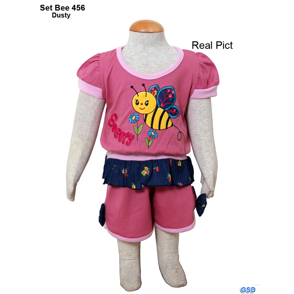 St Bee 456/Setelan Baju Celana Anak Bayi 1thn/Pakaian Stelan Anak/Baju Casual Santai Anak Bayi Murah