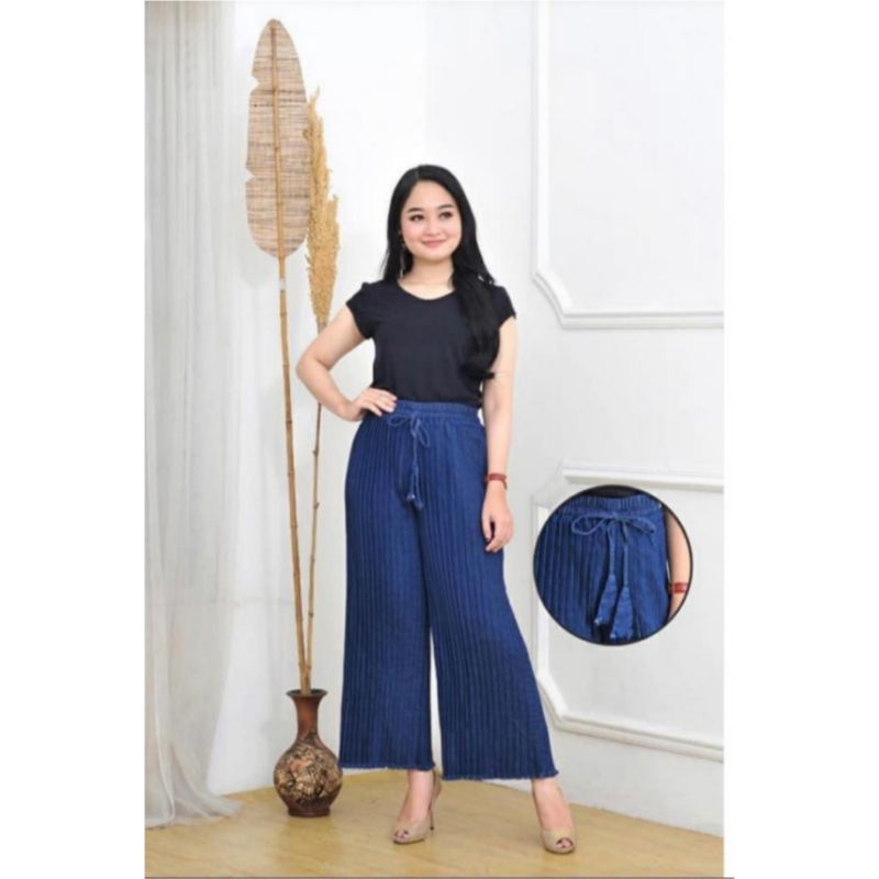 PROMO [COD] celana kulot rawis kekinian | celana kulot jeans wash wanita