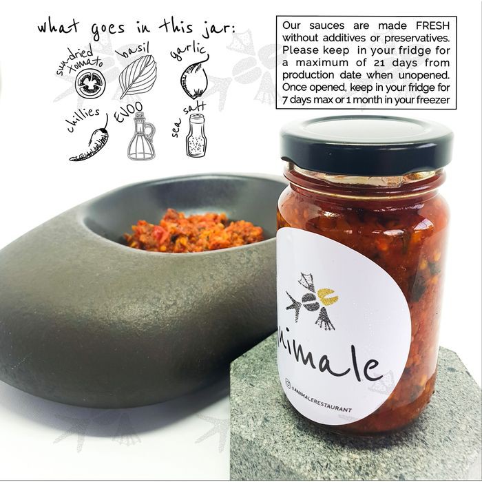 

Animale "Sun-Burned" Pesto Sun Dried Tomato w/ Chili Garlic Sauce