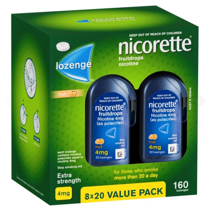

Nicorette Quit Smoking Cooldrops Fruit Lozenges 4mg 20 Pcs No Box