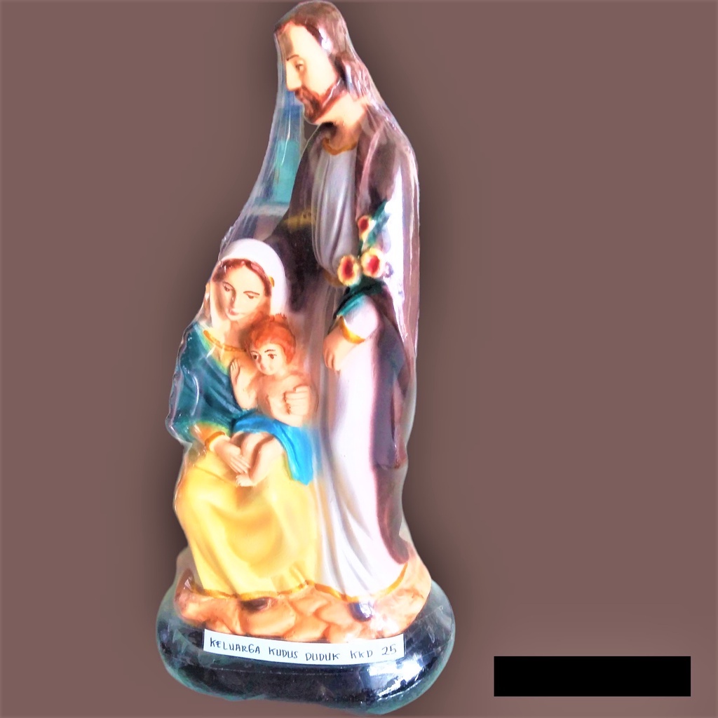 Patung Rohani Katolik/Patung Keluarga Kudus Duduk 25/KK014/Sitting Holy Family Fiber Religius Statue