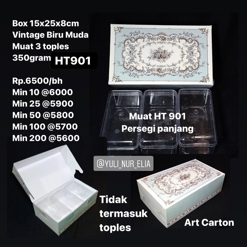 

Box 15x25x8cm ⁣Muat 3 toples 350gram HT901 Brownies Bolu Gulung