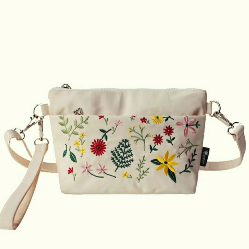 Super Sale Tas Selempang Minimalist Bordir Flowers Korea Fashion