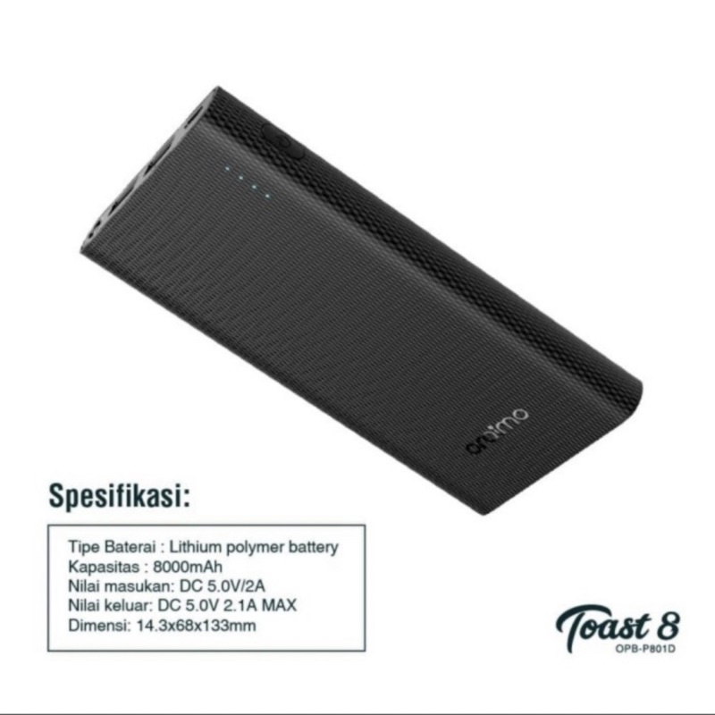 Oraimo OPB-P801D Super Slim Dual Port USB Fast Charging 8000mAh Powerbank - Garansi 1 Tahun