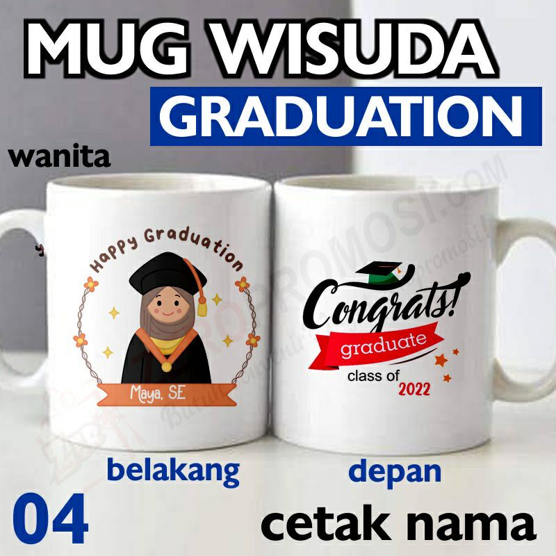 Mug Hadiah Wisuda Bisa Request Nama Dan Foto - Hadiah Custom Gift Graduation