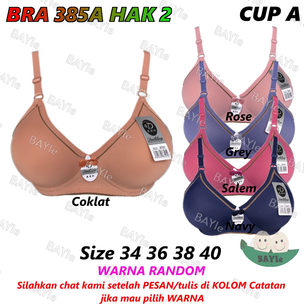 BH / Bra Wanita Cewek Remaja/ABG/Dewasa DAILILING 385A Cup A Busa Sedang Tanpa Kawat Kaitan 2 Size 34 - 40