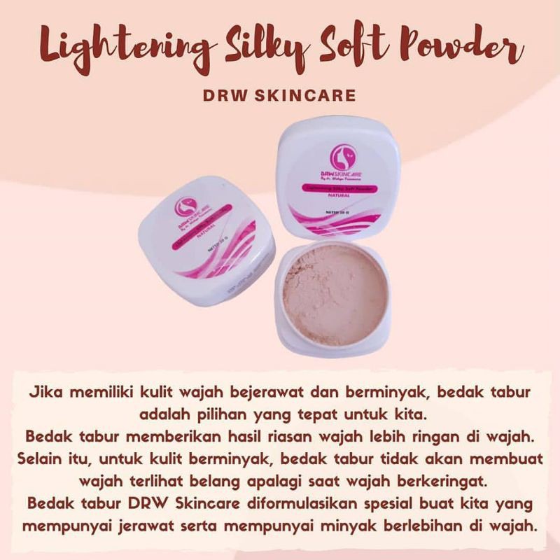 DRW Skincare Bedak tabur natural ivory beige Silky soft face powder by dr. Wahyu triasmara
