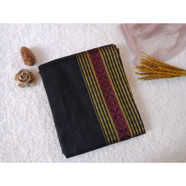 Kain tenun songket baron black gold red
