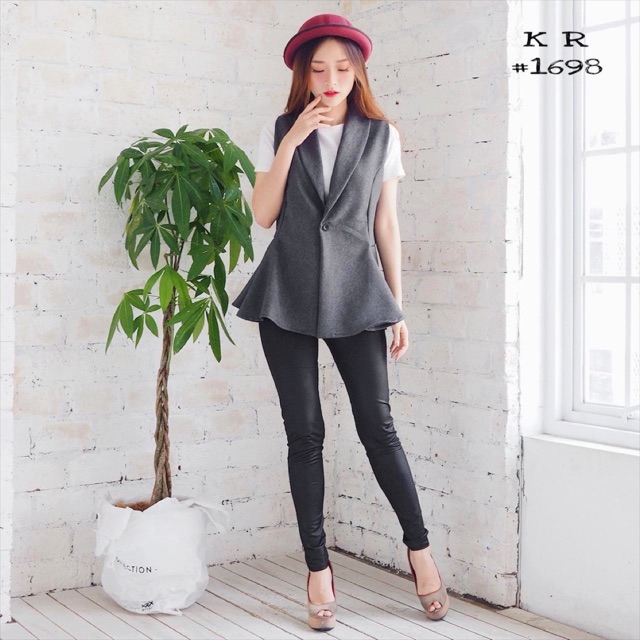Sleeveless Peplum Blazer /Blazer Tanpa Lengan/ Vest Kerah