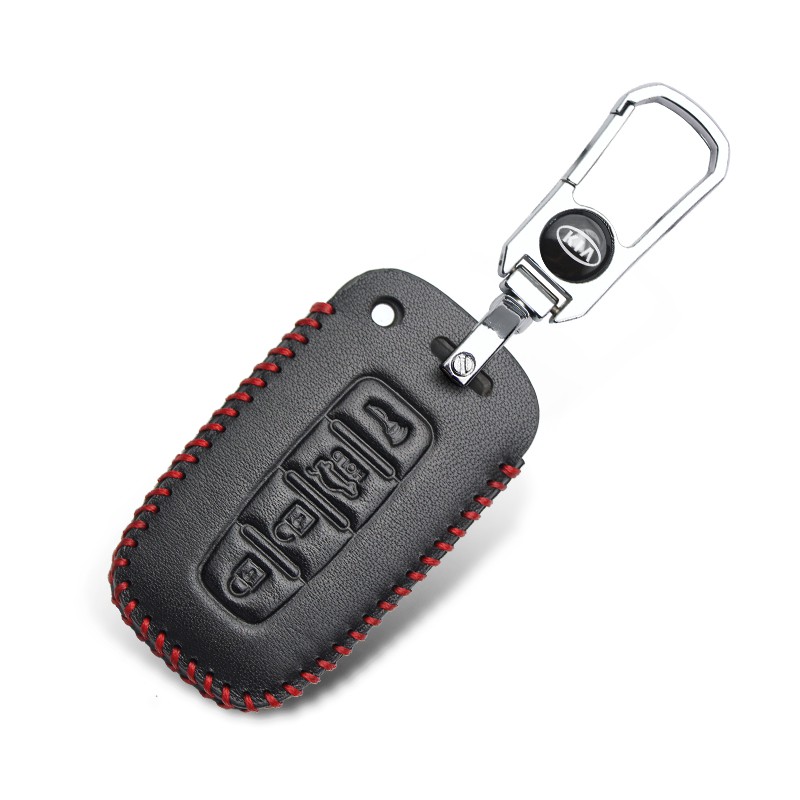 Casing Kunci Mobil KIA Forte / Forte Koup Keyless 4 Tombol Bahan Kulit