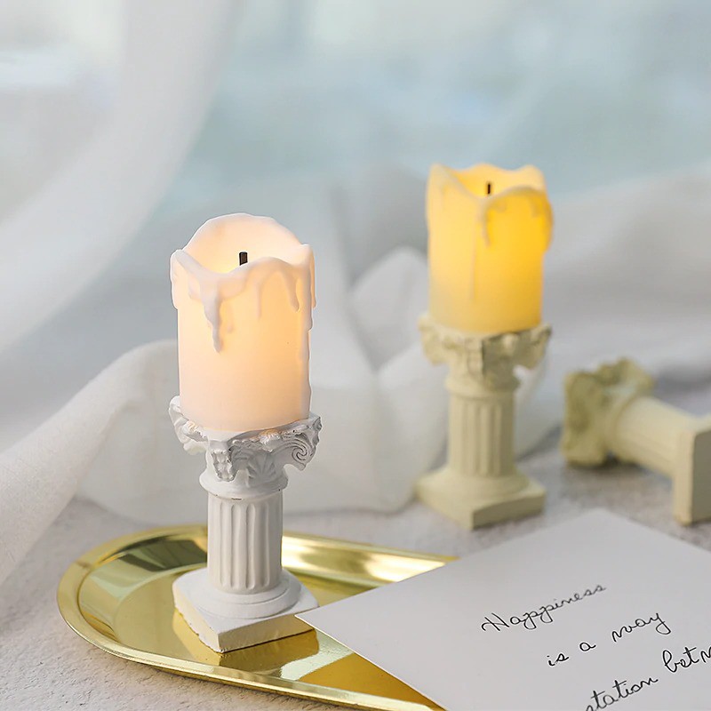Properti Dekorasi Foto Produk Mini Romawi Kuno Model Pilar Pantheon - White