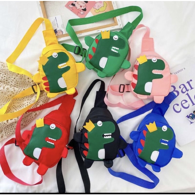 TAS DINO CROWN tas import anak resleting tas slempang anak laki