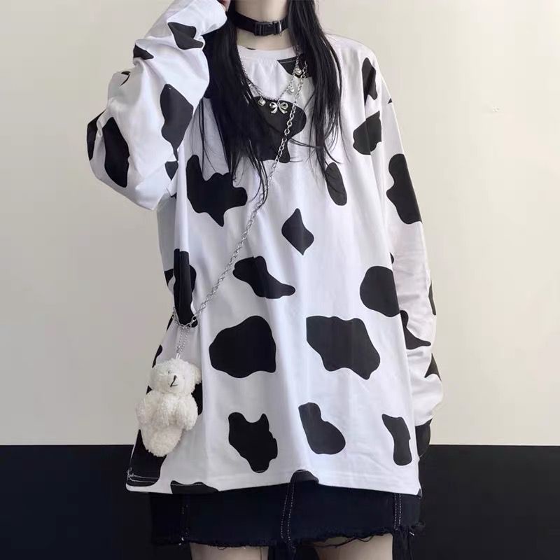 SWEATER CORAK SAPI OVERSIZE / COW MOO FULL PRINT BAHAN BABYTERRY