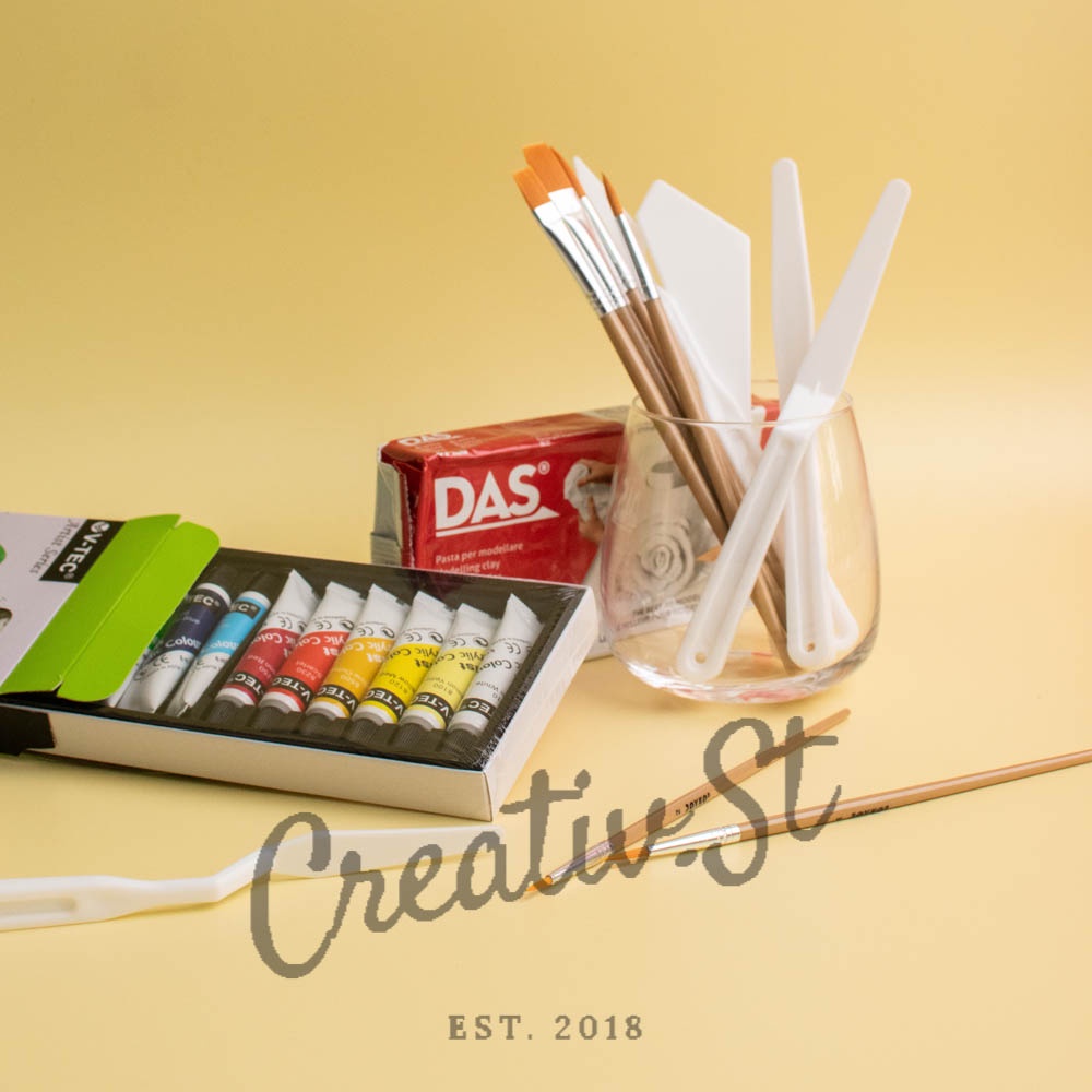 

RK DAS Air Dry Modelling Clay Set Cat Acrylic Kuas Lukis Brush Clay Knife