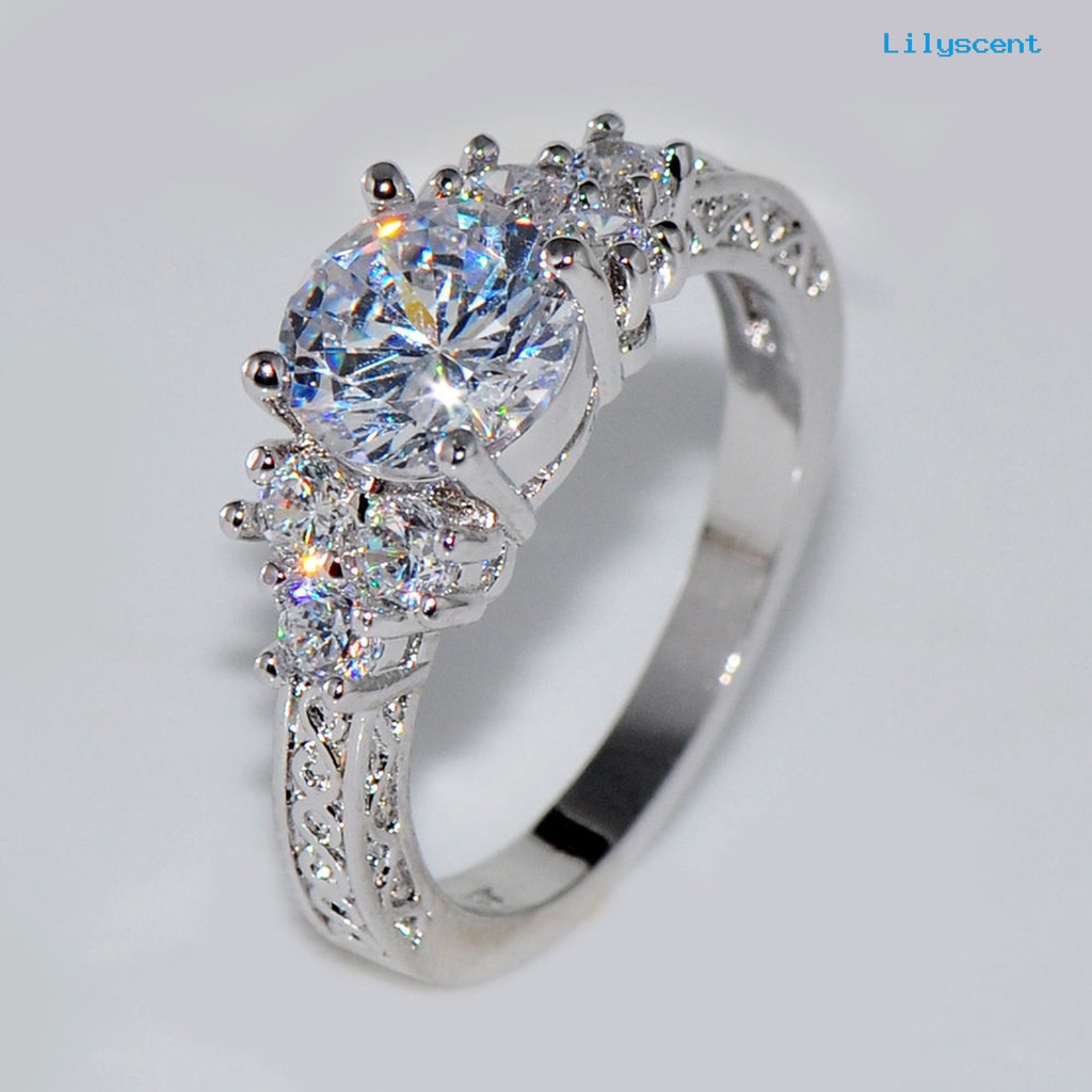 Ls Cincin Wanita Hias Cubic Zirconia Gaya Mewah Untuk Pertunangan / Pernikahan / Pesta / Hadiah