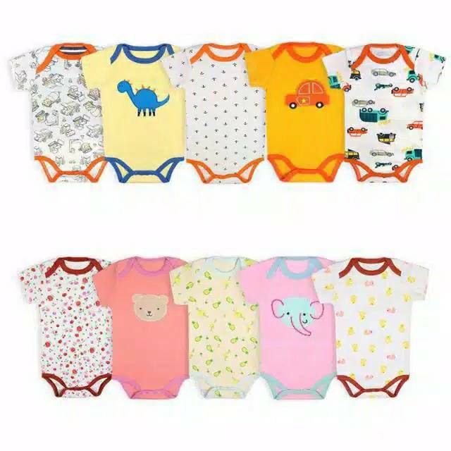 Jumper jumpsuit pendek baju bayi baby cewek cowok motif random bahan katun