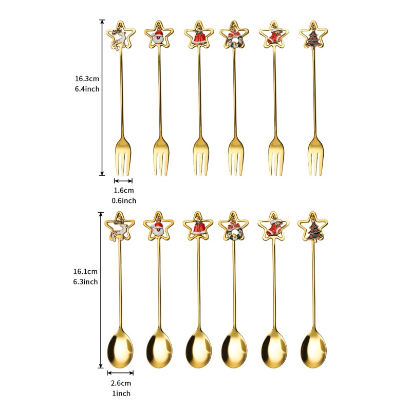 Sendok Garpu Aduk Kopi Dessert Desain Natal Untuk Hadiah Teman
