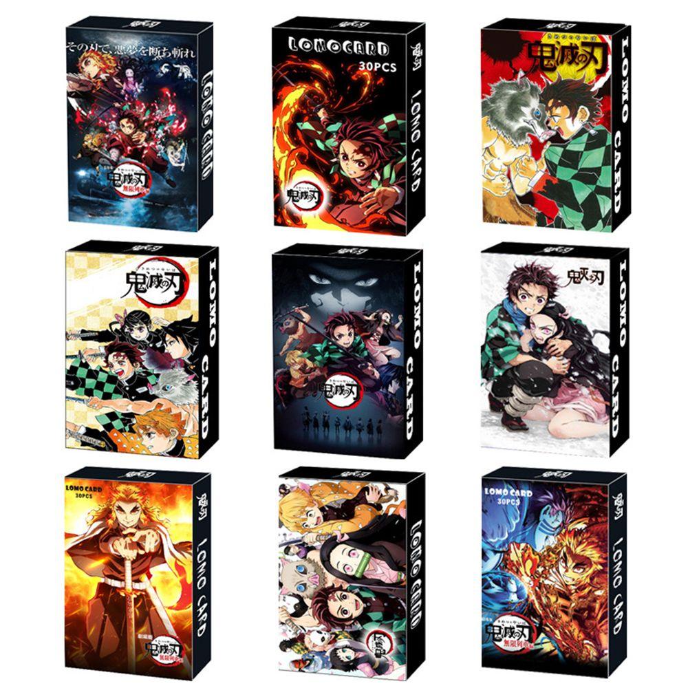 NEEDWAY Postcard Portable 30lembar/Set Kamado Tanjirou Demon Slayer Koleksi Kado Karakter Anime Photo Card