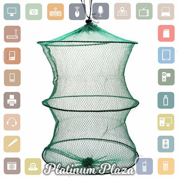 TONQUU Jaring Pancing Ikan Udang Shrimp Fishing Net Cage Foldable 2 Layers - SCZ620 - Green`2PG2P1-