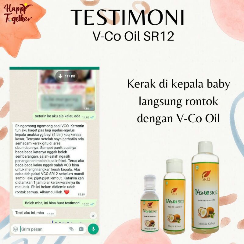 VCO SR12 Untuk Ruam Popok / Minyak Bayi / Biang Keringat / Minyak Kelapa Untuk Bayi / Obat Eksim Bruntusan Dermatitis Kulit Berkerak Bayi Anak