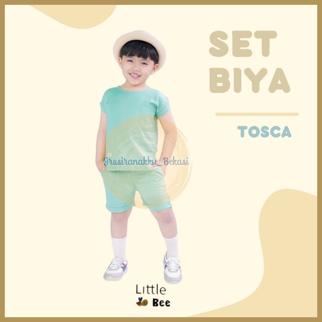 Setelan Anak Unisex Biya LittleBee Warna Tosca Size 1-5 Thn