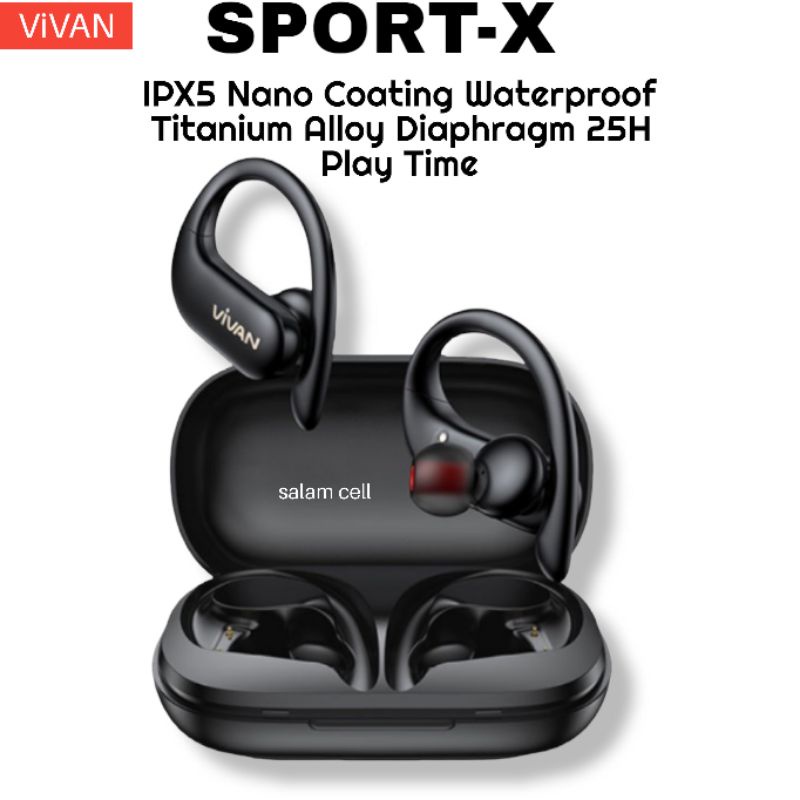 Headset Bluetooth TWS VIVAN SPORT X  Earbuds Earphone True Wireless Stereo Support iPhone