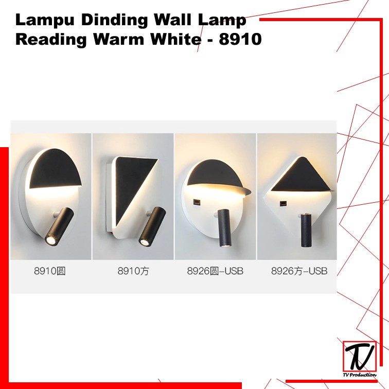 Lampu Dinding Wall Lamp Reading Warm White - Black