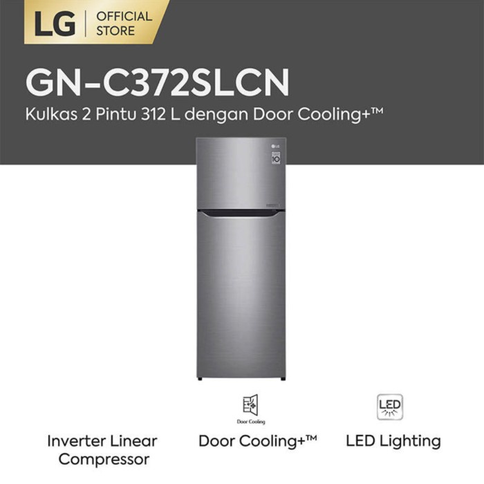 LG Kulkas 2 Pintu [312 L] GN-C372SLCN - Silver