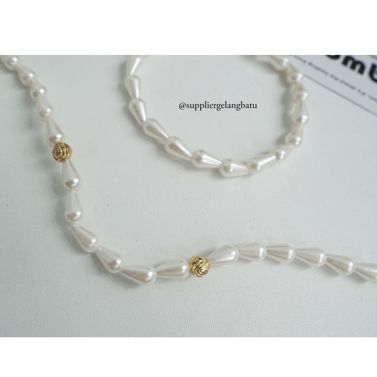 1 set STRAP MASK dan GELANG Mutiara Sintetis TETES 8MM white pearl