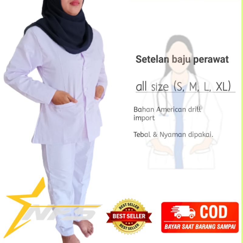 Jual seragam perawat seragam bidan baju perawat putih wanita baju kerja