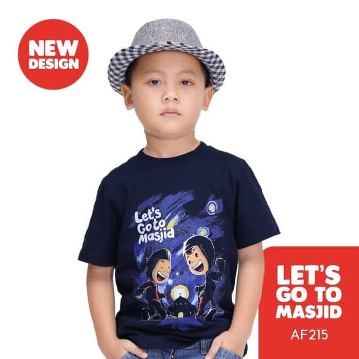 Kaos Anak Afrakids AF215 &quot;Let's Go To Masjid&quot; Lengan Pendek