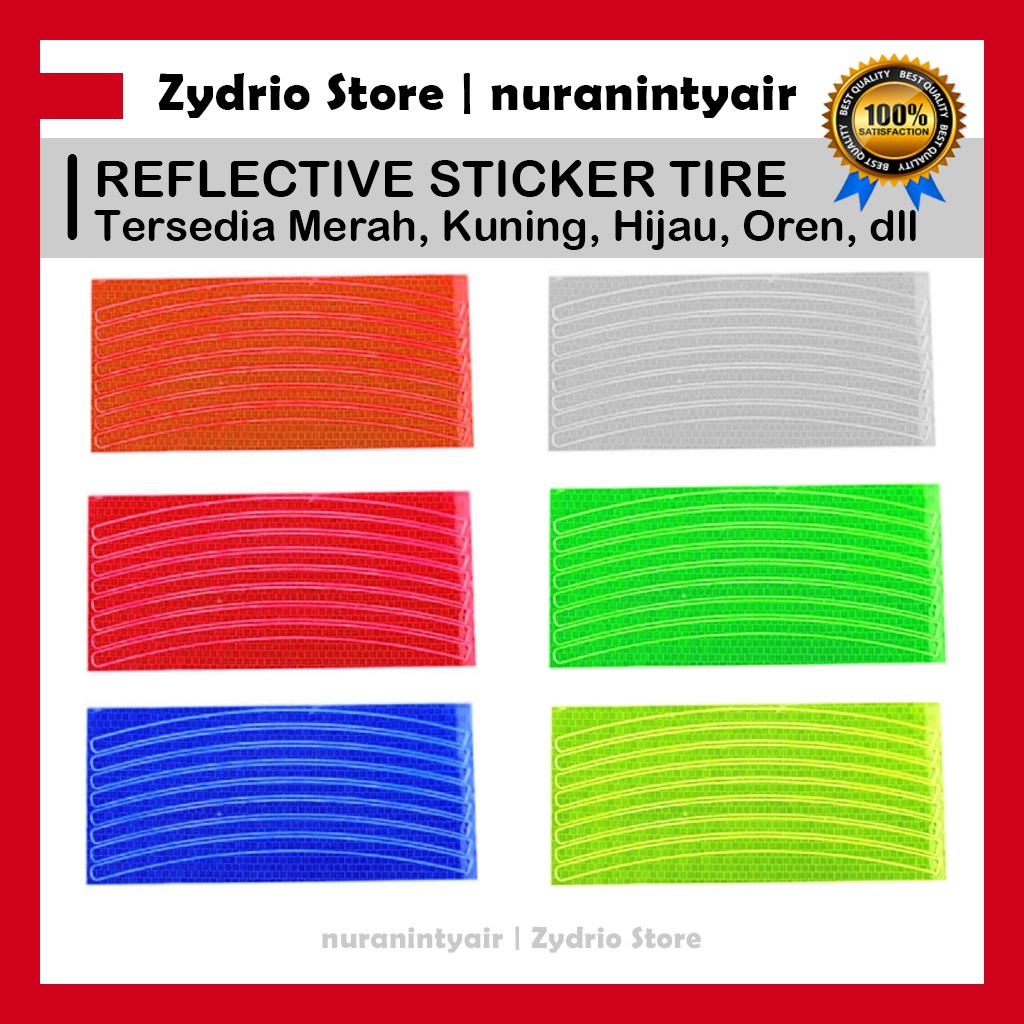 Stiker Reflektor Ban Sepeda 8 Strip / Stiker Ban Sepeda Reflektif