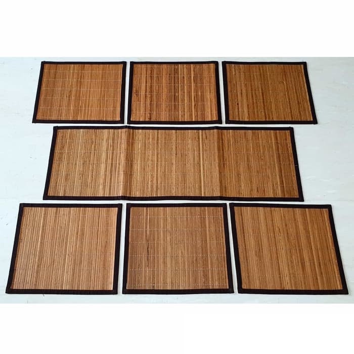 Taplak Meja Makan - Set Taplak Piring Rumbia Polos, Set Taplak Meja Makan, Dinner Set A